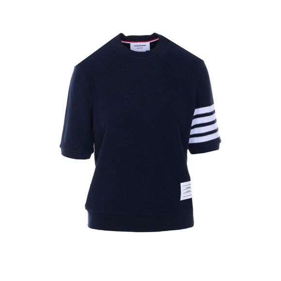 Thom Browne Women Merino Wool 4-Bar Short Sleeve Pullover